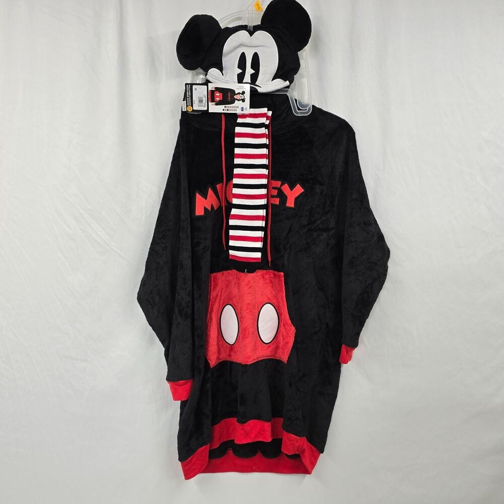 Disney Mickey Mouse Fleece Pullover Lounger & Socks Set Women's L Character Hood